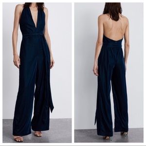 NWT Dark blue velvet jumpsuit - Zara